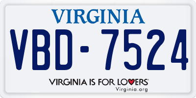 VA license plate VBD7524