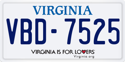 VA license plate VBD7525