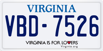 VA license plate VBD7526