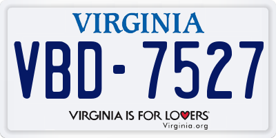 VA license plate VBD7527
