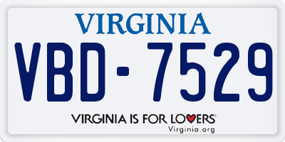 VA license plate VBD7529