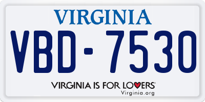VA license plate VBD7530