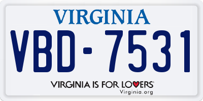 VA license plate VBD7531