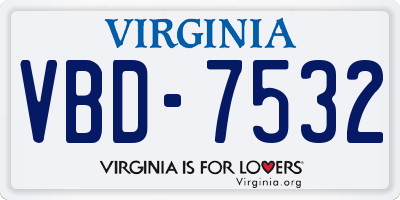 VA license plate VBD7532