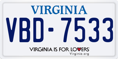 VA license plate VBD7533
