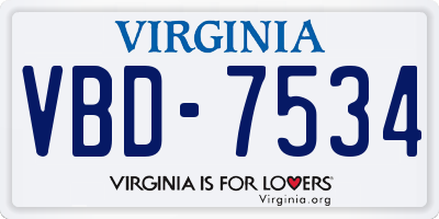 VA license plate VBD7534