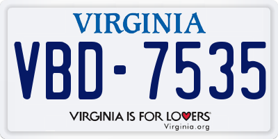 VA license plate VBD7535