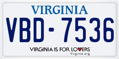 VA license plate VBD7536