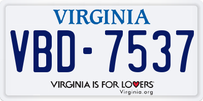 VA license plate VBD7537