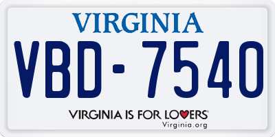 VA license plate VBD7540