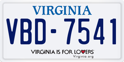 VA license plate VBD7541