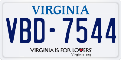 VA license plate VBD7544