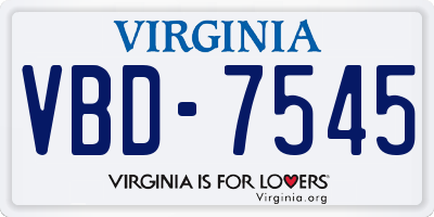 VA license plate VBD7545