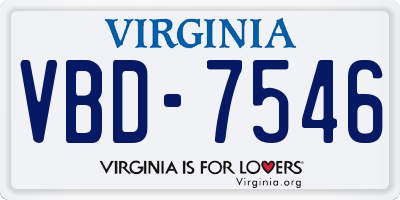 VA license plate VBD7546