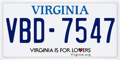 VA license plate VBD7547