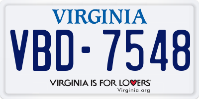 VA license plate VBD7548
