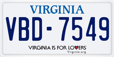 VA license plate VBD7549