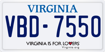 VA license plate VBD7550