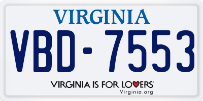 VA license plate VBD7553