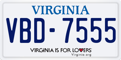 VA license plate VBD7555