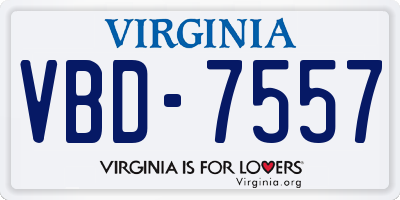 VA license plate VBD7557