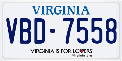 VA license plate VBD7558