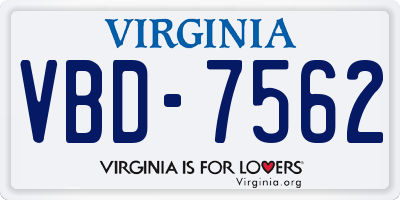 VA license plate VBD7562