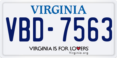 VA license plate VBD7563