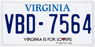 VA license plate VBD7564