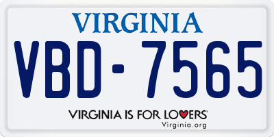 VA license plate VBD7565