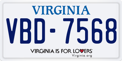 VA license plate VBD7568