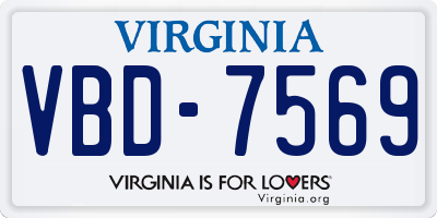 VA license plate VBD7569