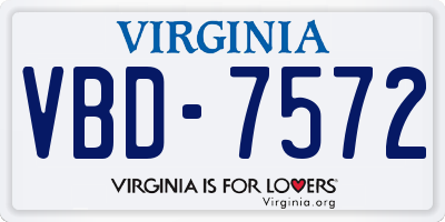 VA license plate VBD7572