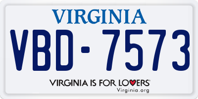 VA license plate VBD7573