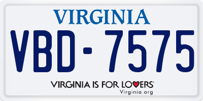 VA license plate VBD7575