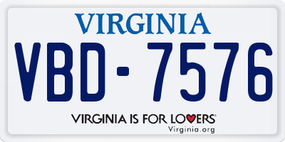 VA license plate VBD7576