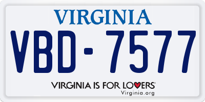 VA license plate VBD7577
