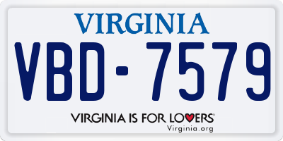 VA license plate VBD7579