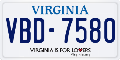 VA license plate VBD7580