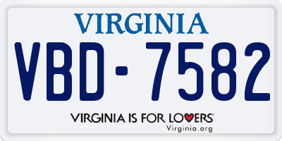 VA license plate VBD7582