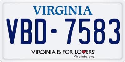 VA license plate VBD7583