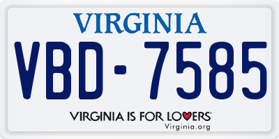 VA license plate VBD7585