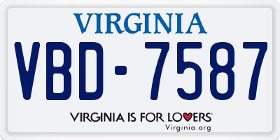 VA license plate VBD7587