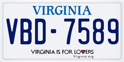 VA license plate VBD7589