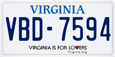 VA license plate VBD7594