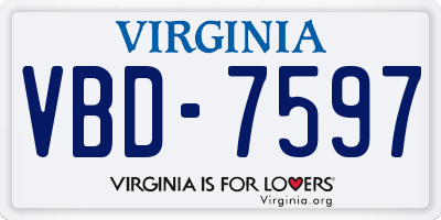 VA license plate VBD7597