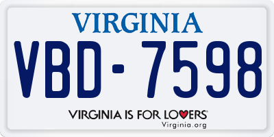 VA license plate VBD7598