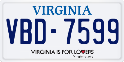 VA license plate VBD7599