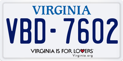 VA license plate VBD7602