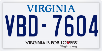 VA license plate VBD7604
